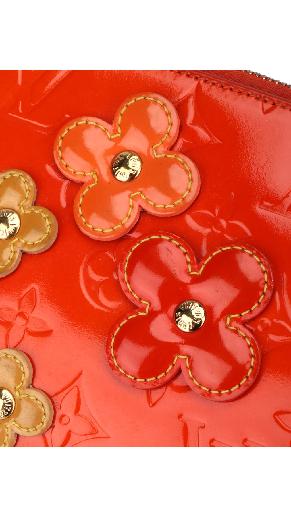 Louis Vuitton Monogram Vernis Flowers Axelväska - Orangeröd