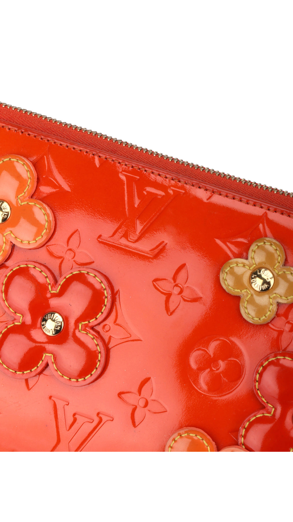 Louis Vuitton Monogram Vernis Flowers Axelväska - Orangeröd