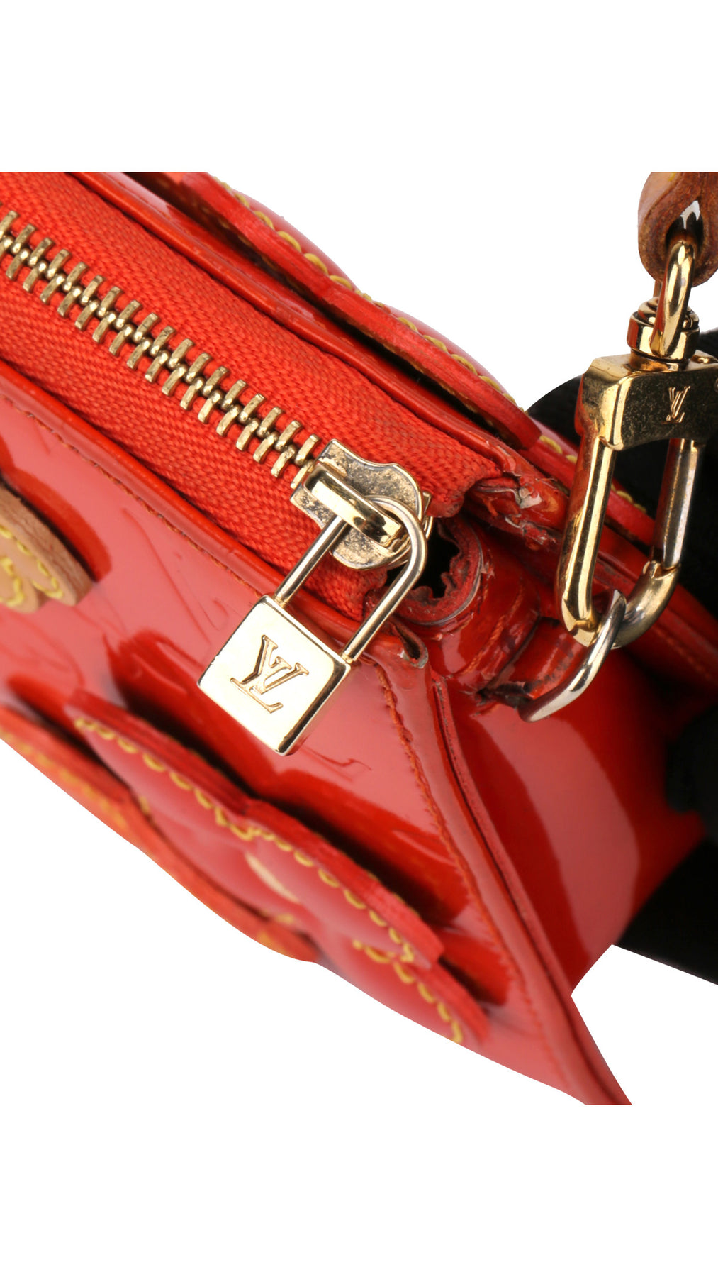 Louis Vuitton Monogram Vernis Flowers Axelväska - Orangeröd