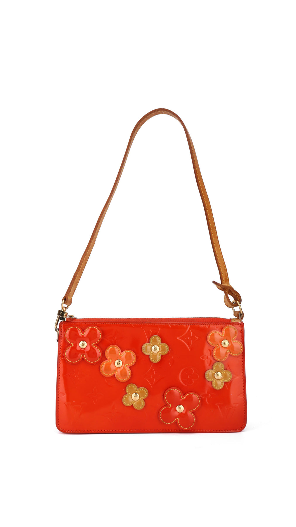 Louis Vuitton Monogram Vernis Flowers Axelväska - Orangeröd