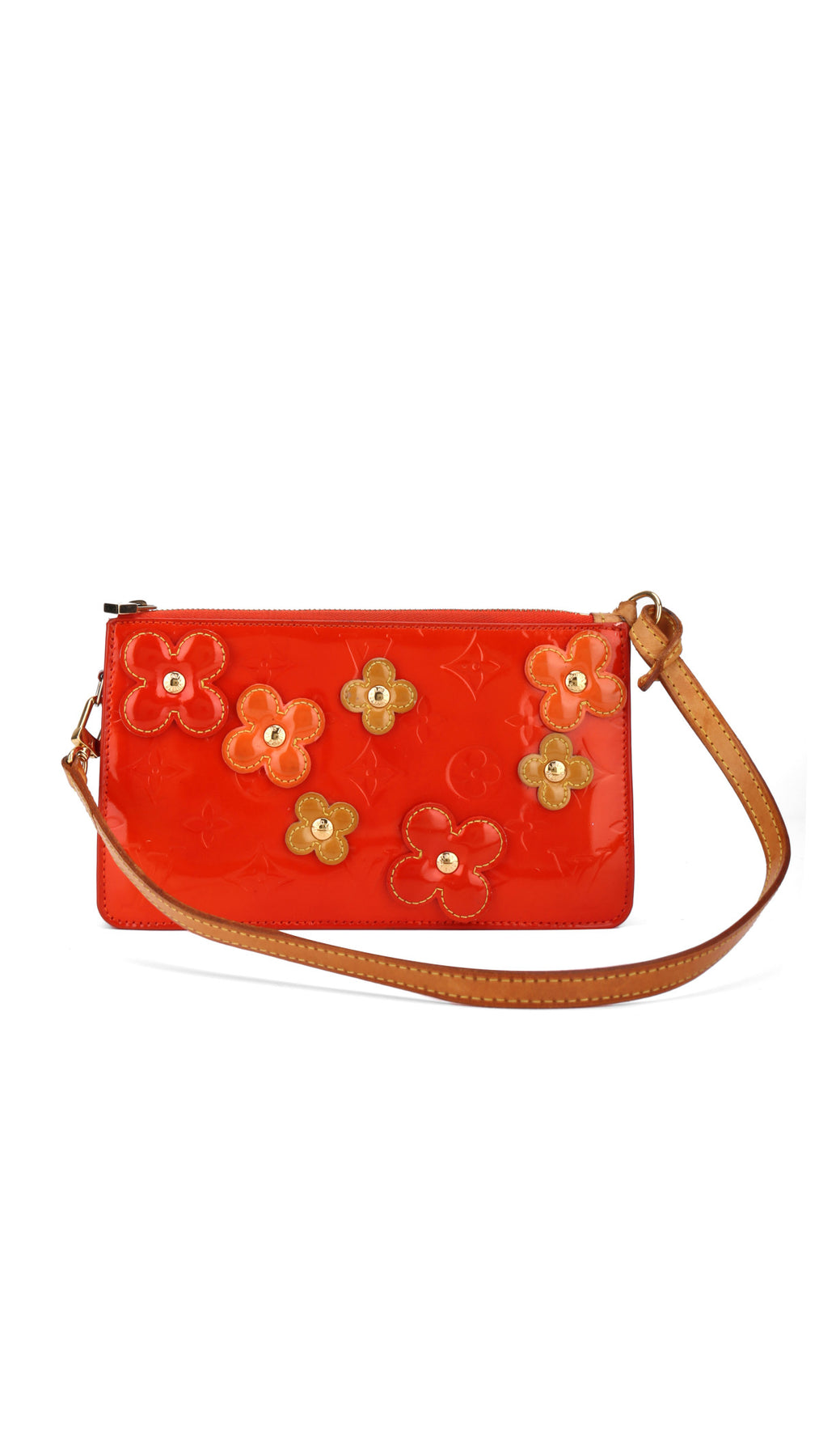 Louis Vuitton Monogram Vernis Flowers Axelväska - Orangeröd