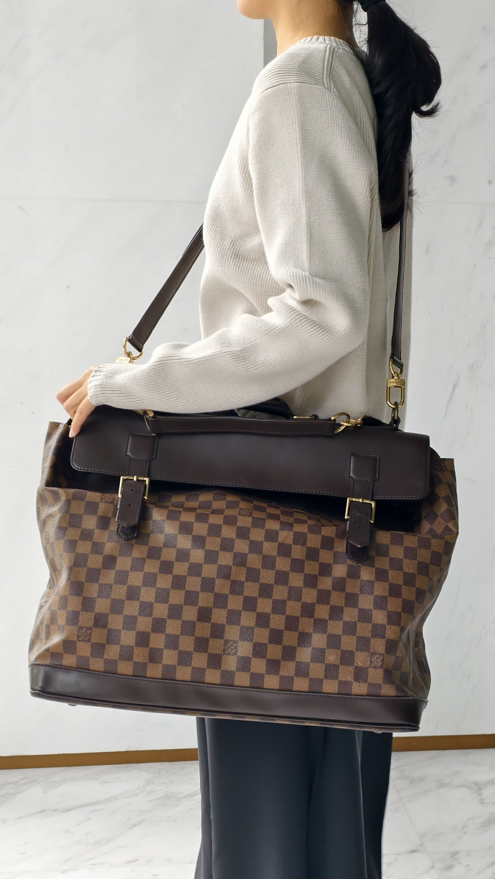 Louis Vuitton Damier Ebene Sac Chasse Hunting Bag - Brown