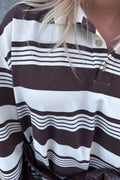Lynlee Polo - Brown Offwhite Stripe