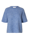 Selected Femme Maline-Liliana 2/4 Knit O-Neck - Cornflower Blue Melange