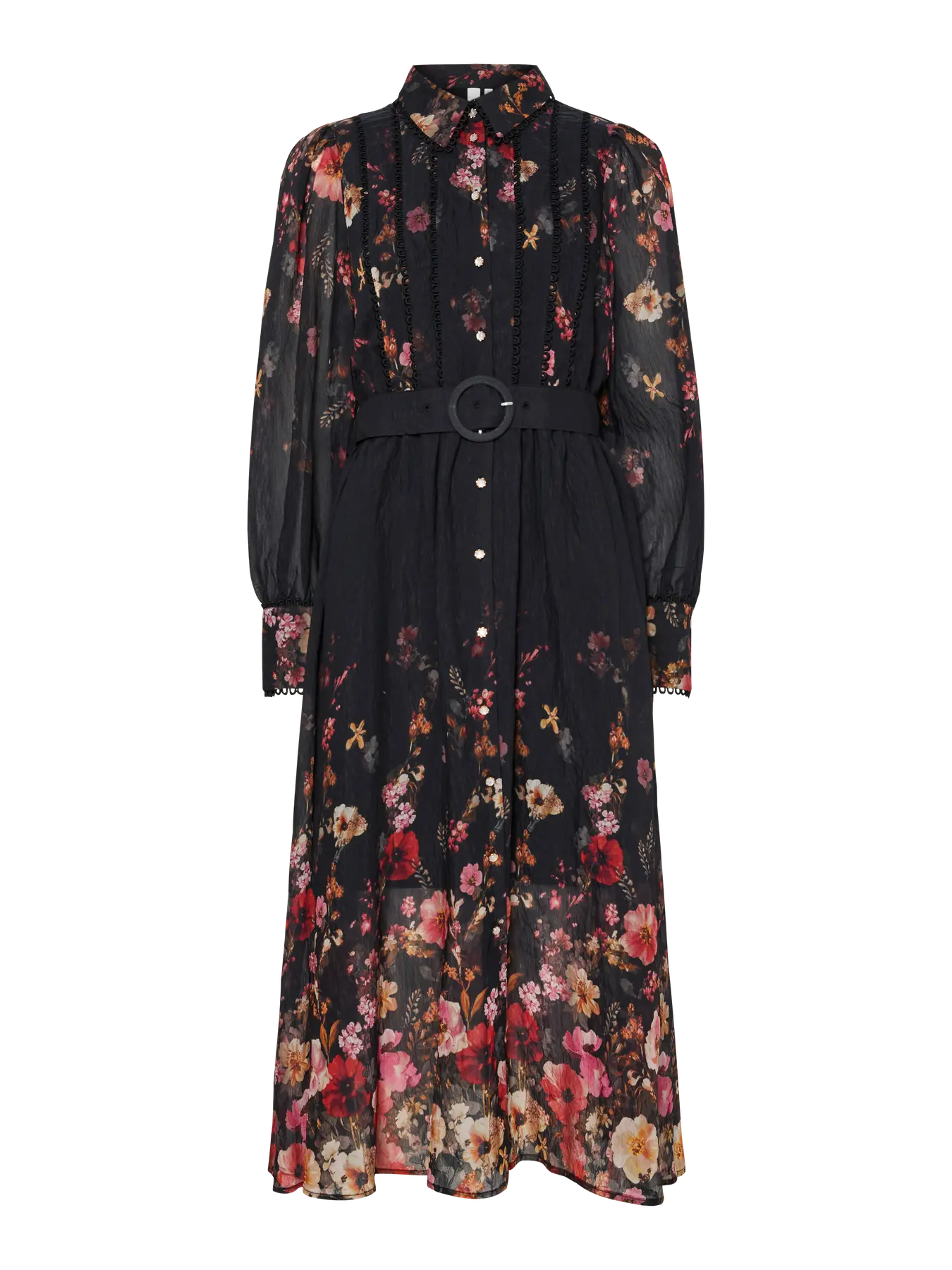 Yasromantica Ls Long Dress - Show - Black Romantica Aop