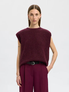 Lulu Sl Knit Vest - Fig Black Core