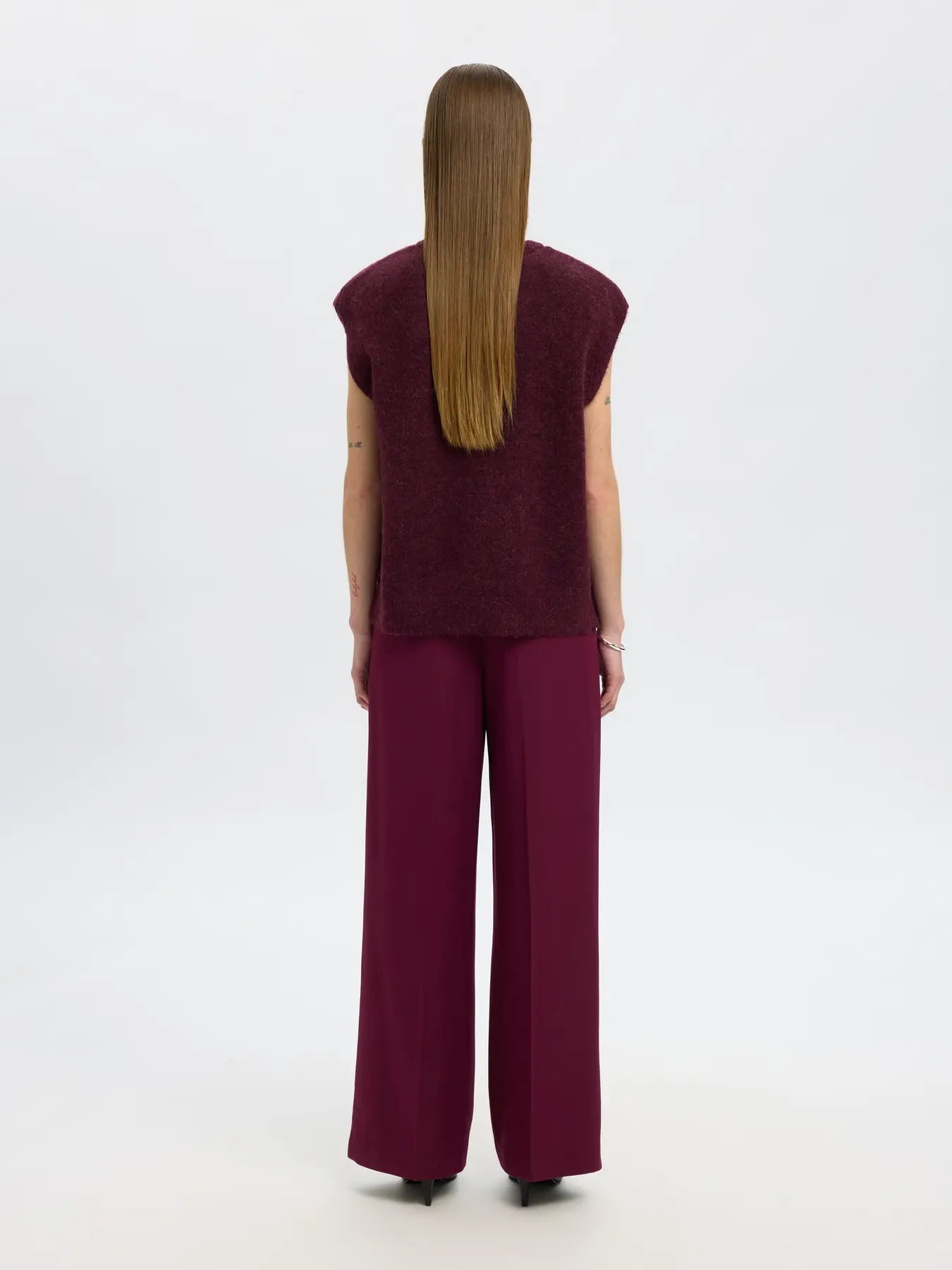 Lulu Sl Knit Vest - Fig Black Core