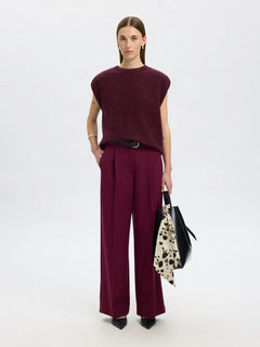 Lulu Sl Knit Vest - Fig Black Core