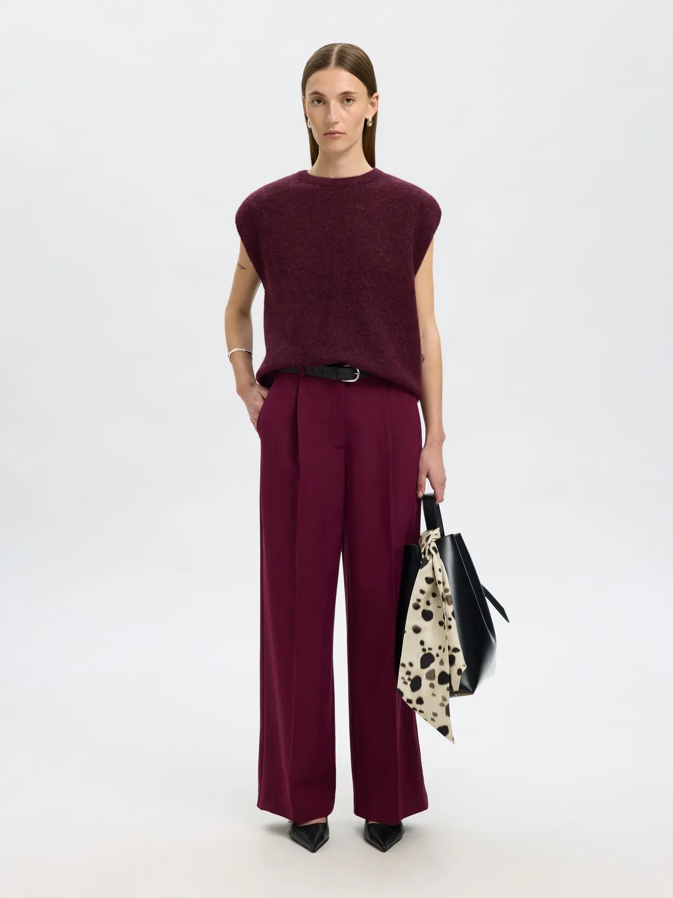 Lulu Sl Knit Vest - Fig Black Core
