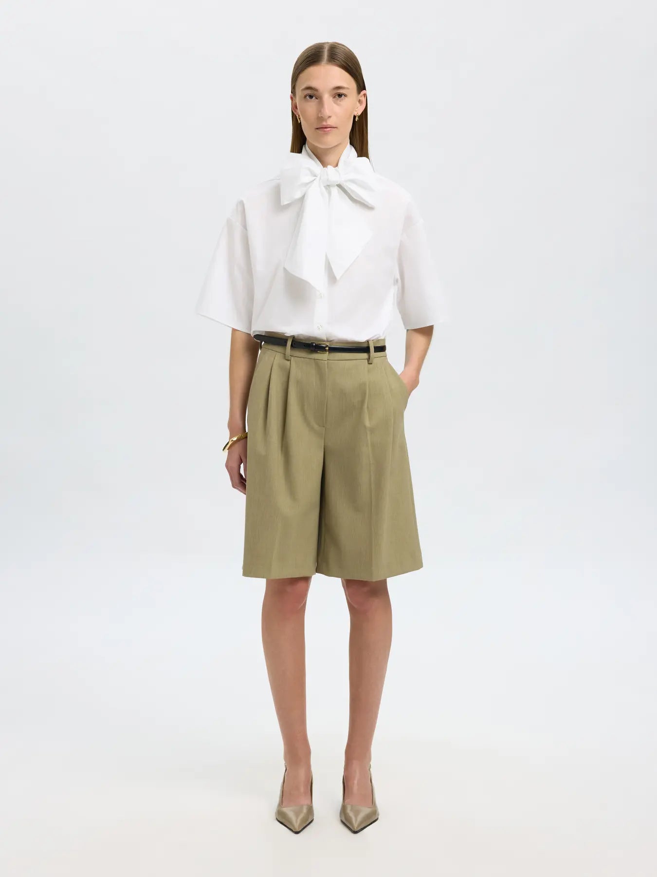 Aya-Juno 2/4 Bow Shirt - Bright White