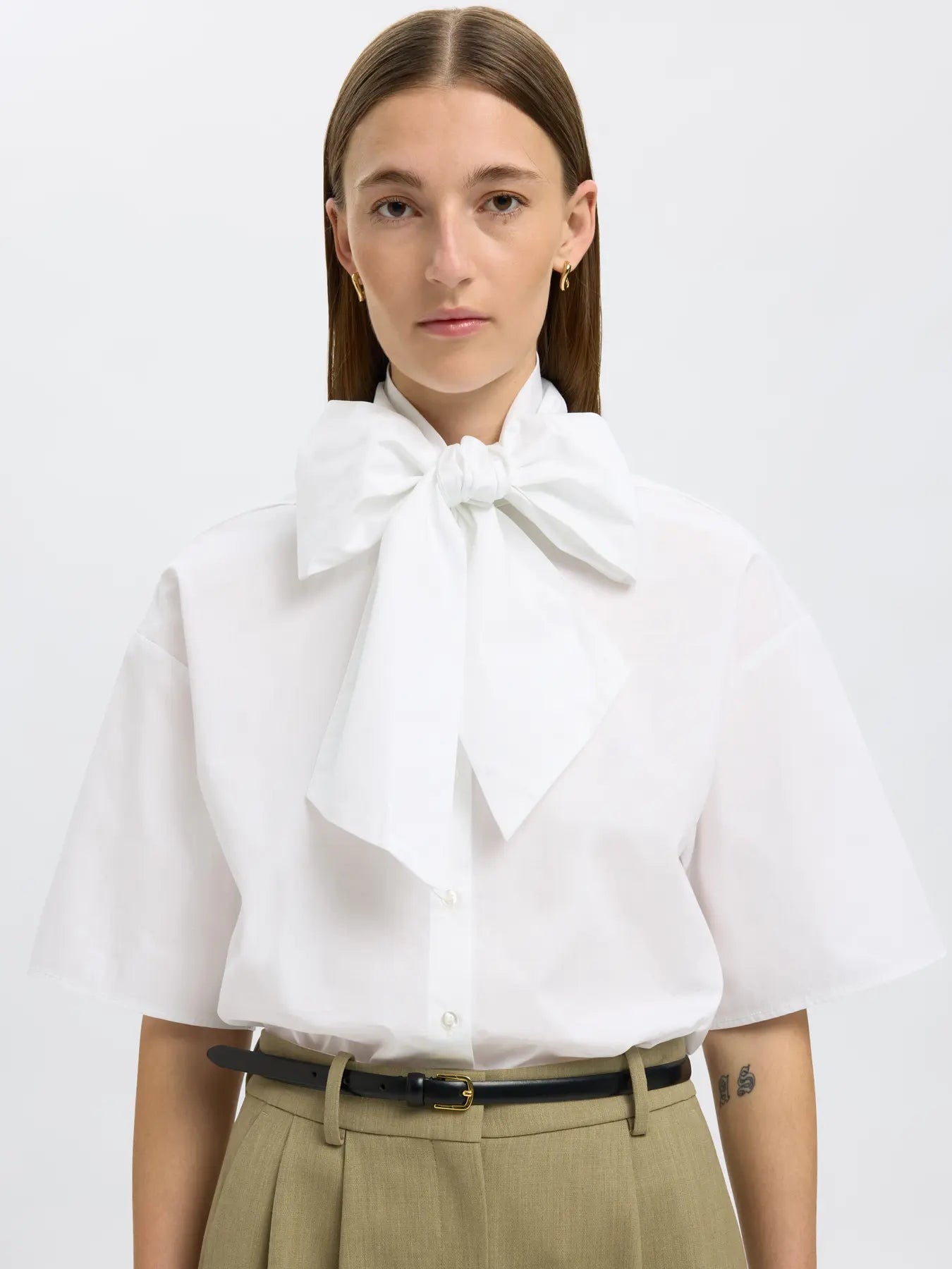 Aya-Juno 2/4 Bow Shirt - Bright White