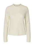 Thea Ls Knit Merino O-Neck - Egret