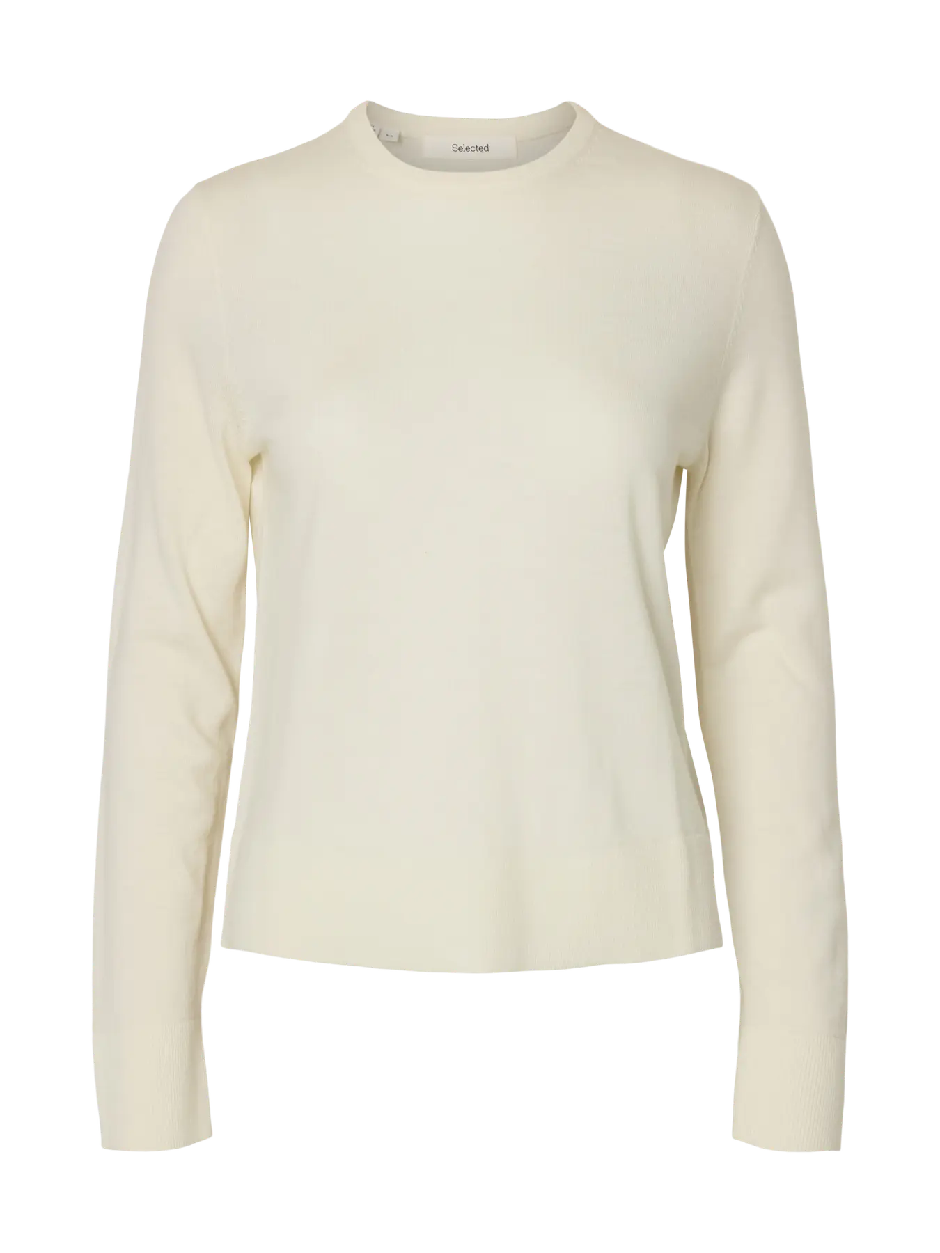 Thea Ls Knit Merino O-Neck - Egret