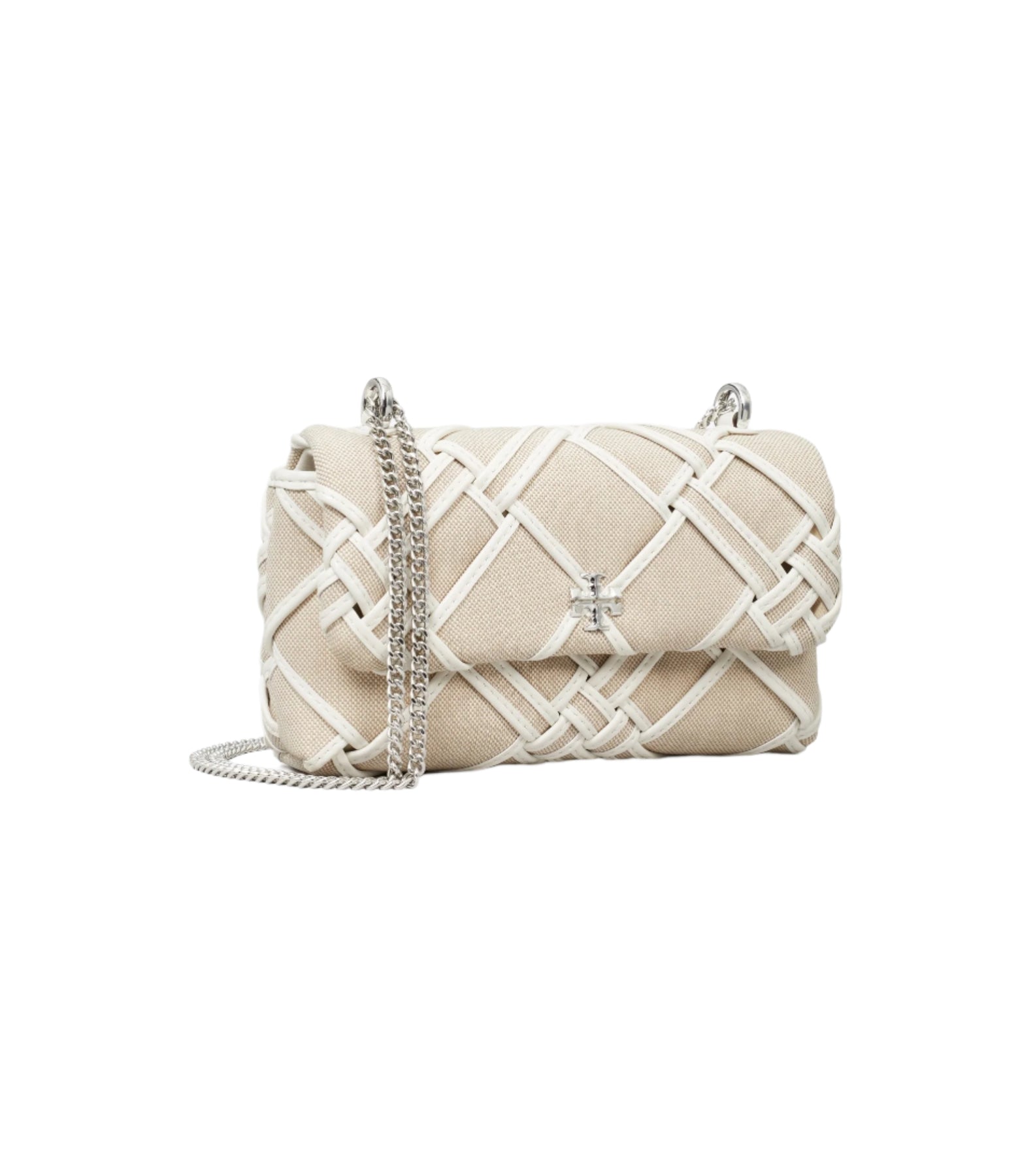 Kira Woven Canvas Mini Flap Bag - Natural / Blanc