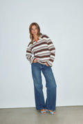 Lynlee Polo - Brown Offwhite Stripe