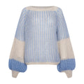 Liana Knit Sweater - Dusty Blue Cream