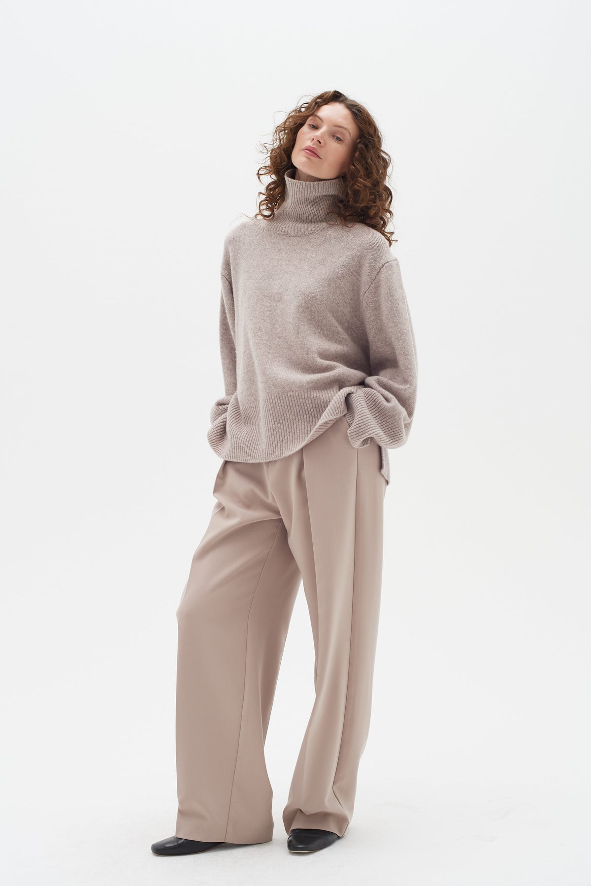 JaxyIW Turtleneck Refined - Mocha Grey Melange