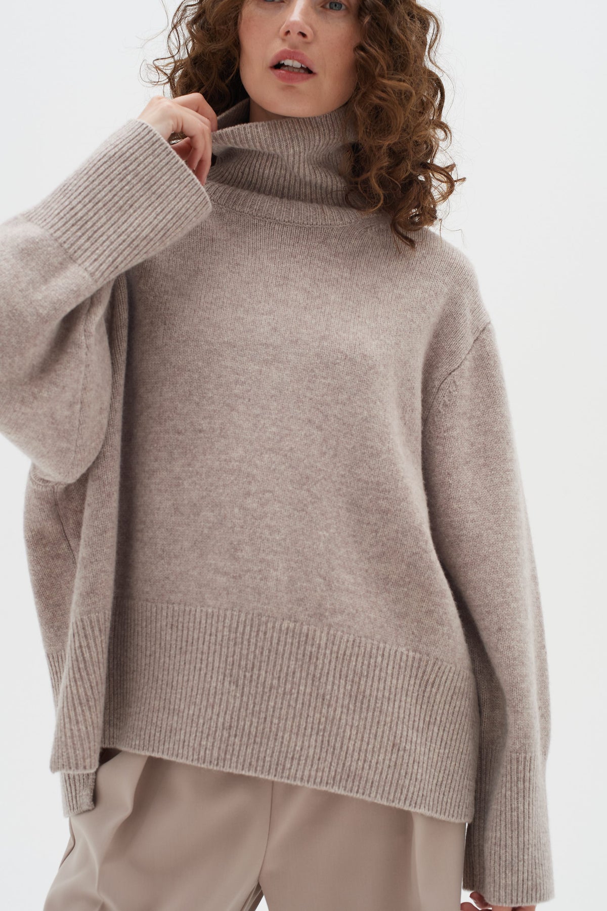JaxyIW Turtleneck Refined - Mocha Grey Melange
