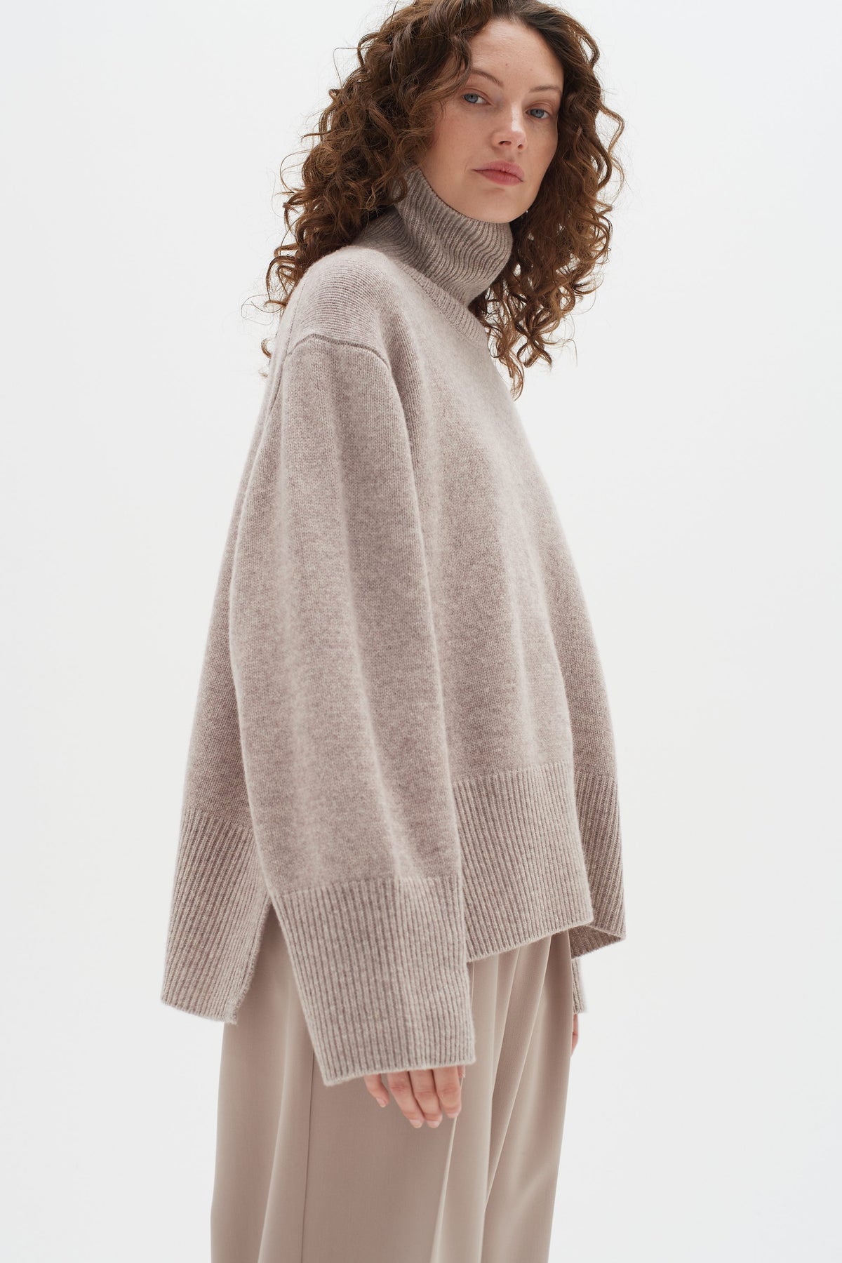 JaxyIW Turtleneck Refined - Mocha Grey Melange