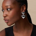 Statement Voluminous Heart Drop Earring - Silver
