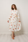 Walda LS AOP Midi Dress - Snow White