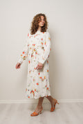 Walda LS AOP Midi Dress - Snow White