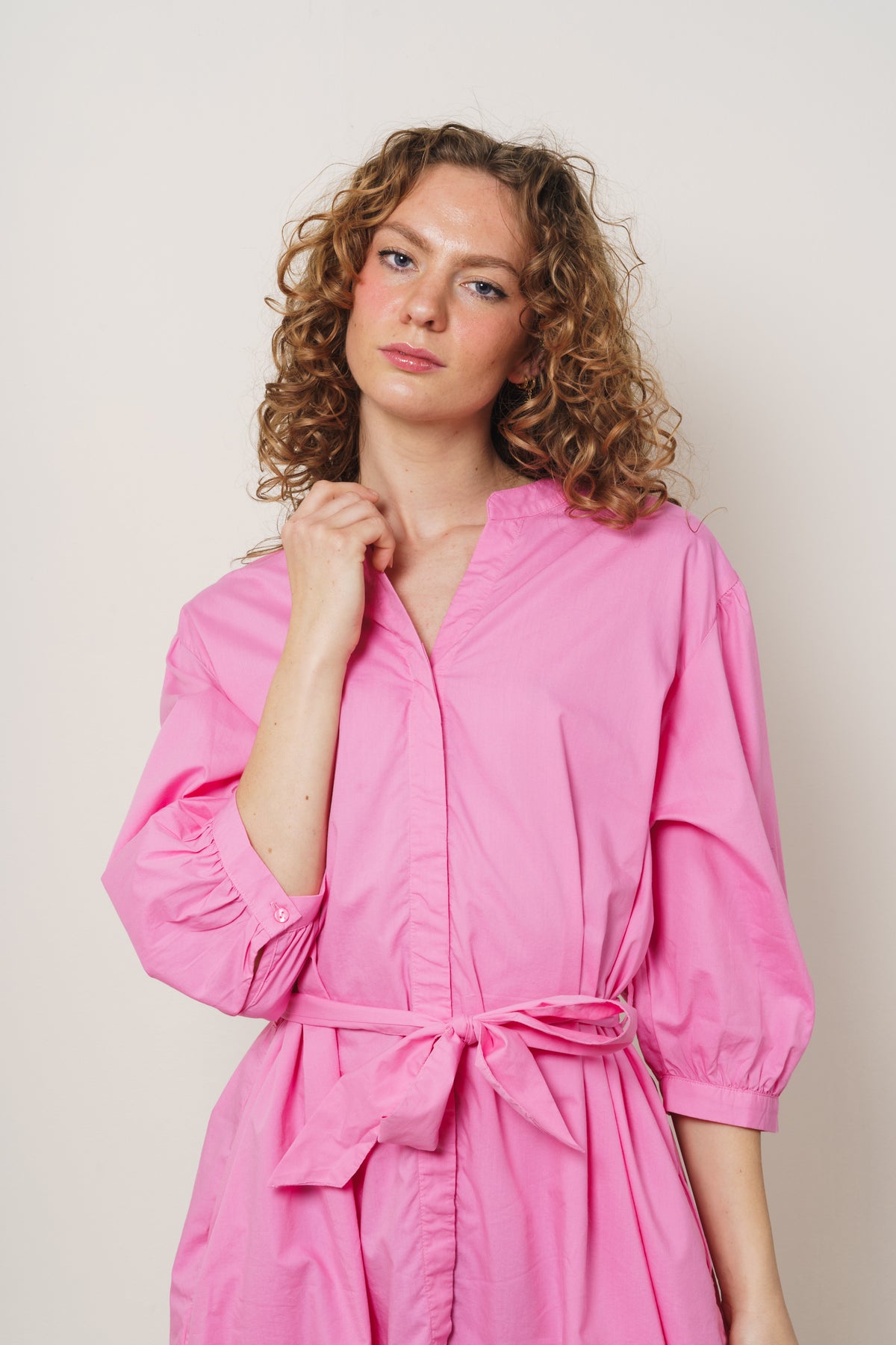 Abiella 3/4 Shirt Dress - Aurora Pink