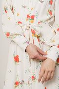 Walda LS AOP Midi Dress - Snow White