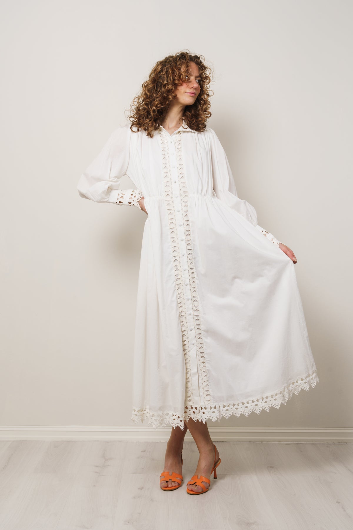 Yastrima LS Long Shirt Dress - Star White