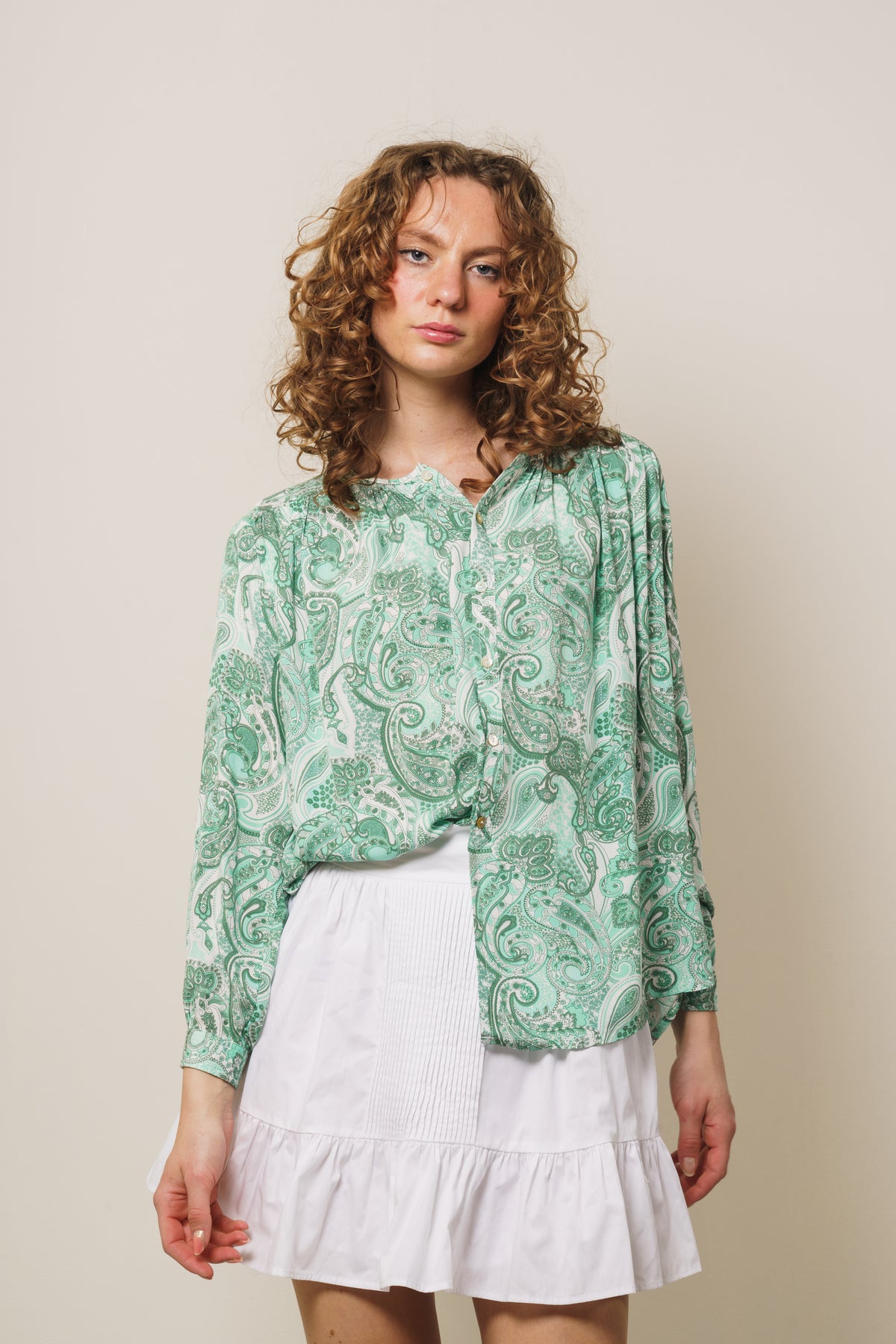 Greta Blouse - Jade Green