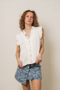 Sueda Frill Top - White