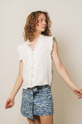 Sueda Frill Top - White