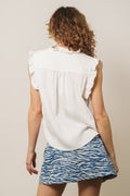 Sueda Frill Top - White