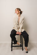 Linen Oversize Blazer - Bone