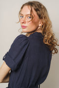 Stella Linen Dress - Navy