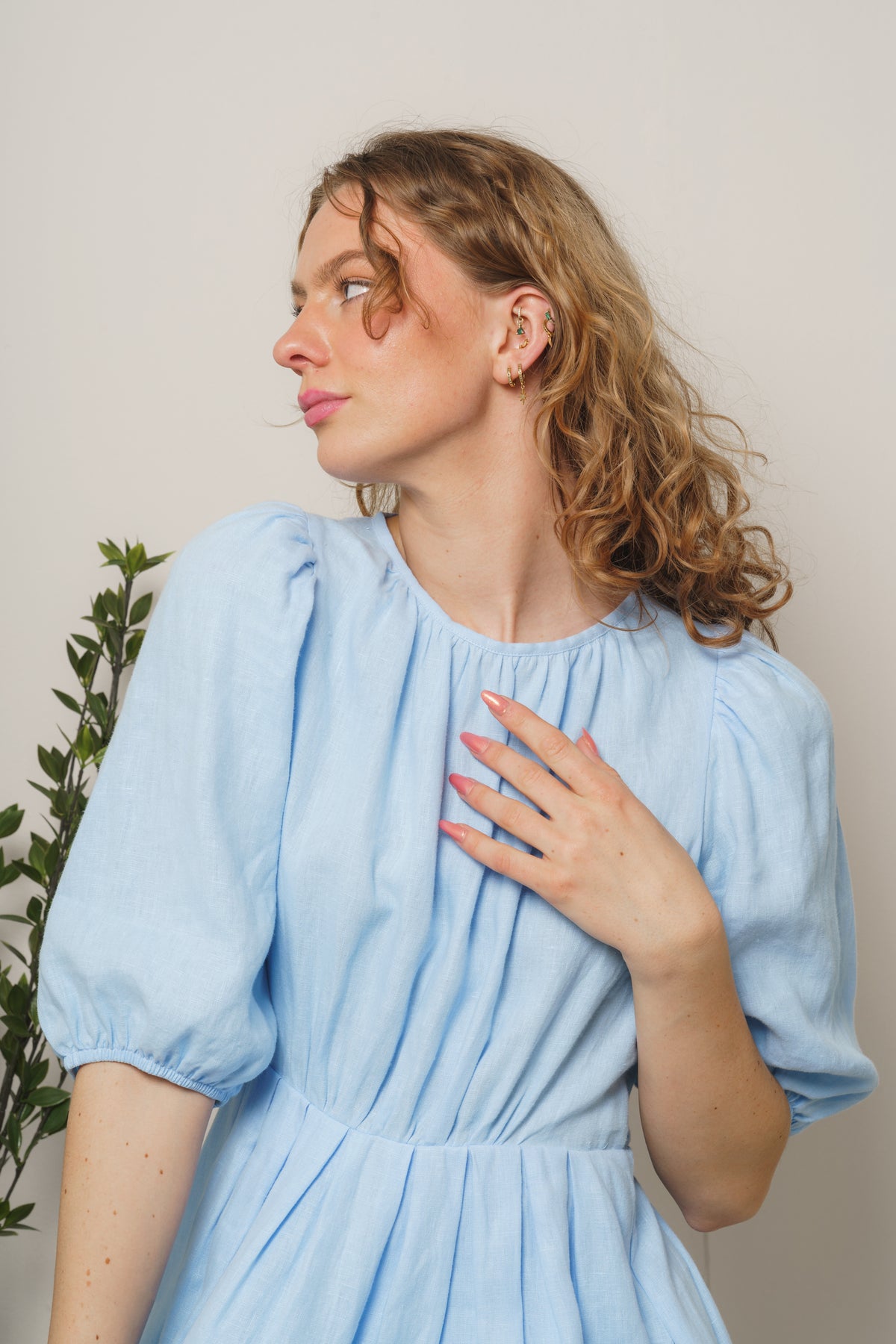 Eli Linen Dress - Ice Blue