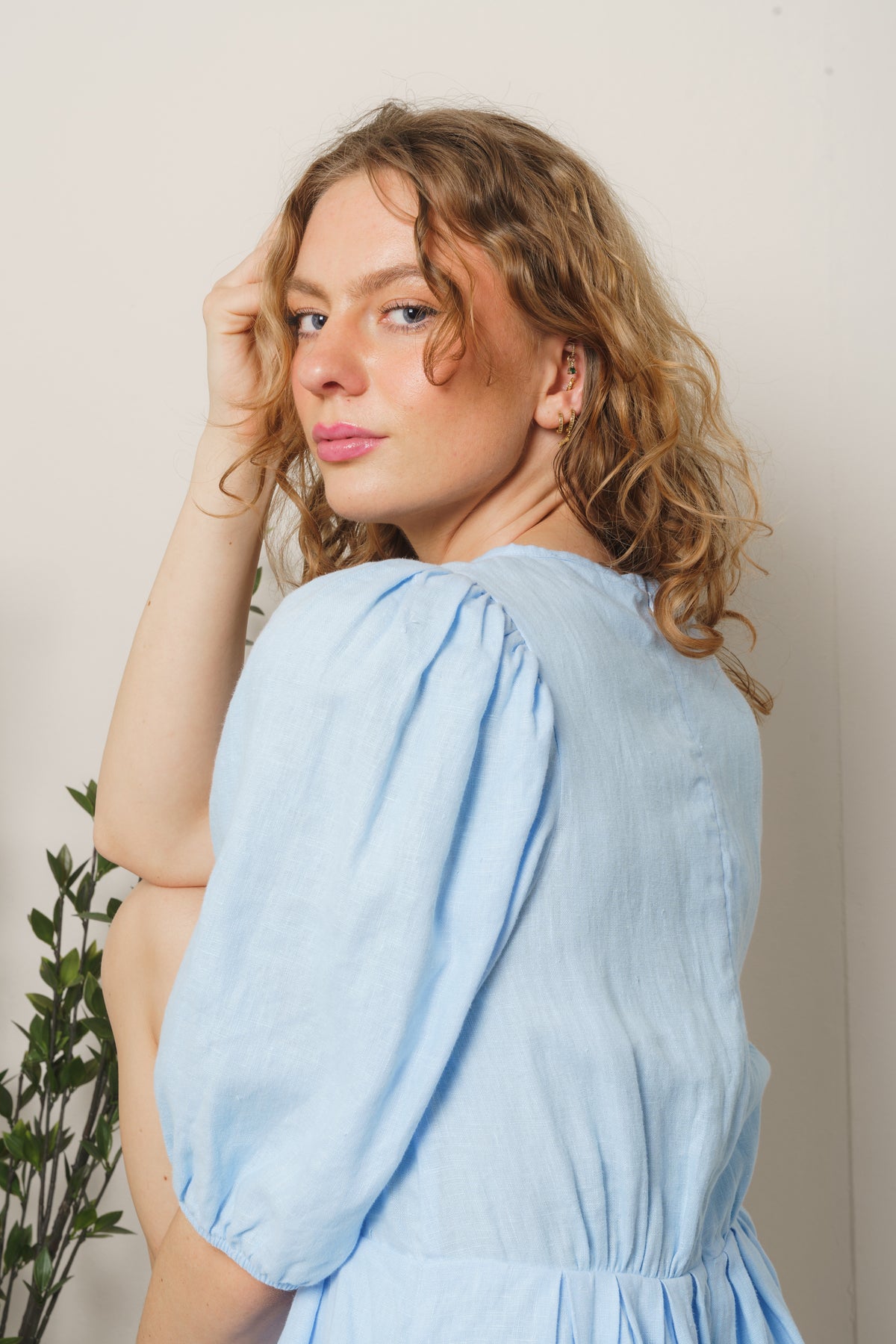 Eli Linen Dress - Ice Blue