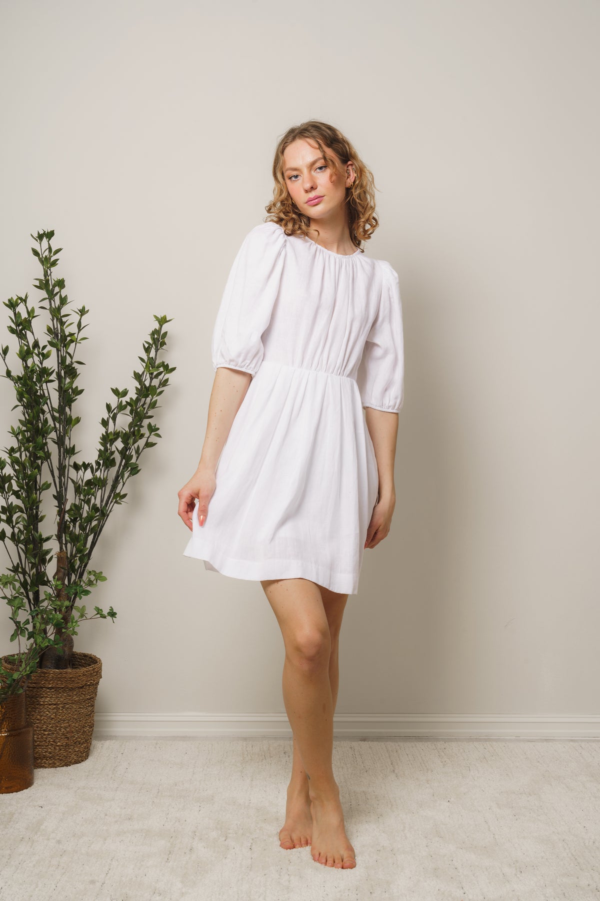 Eli Linen Dress - White