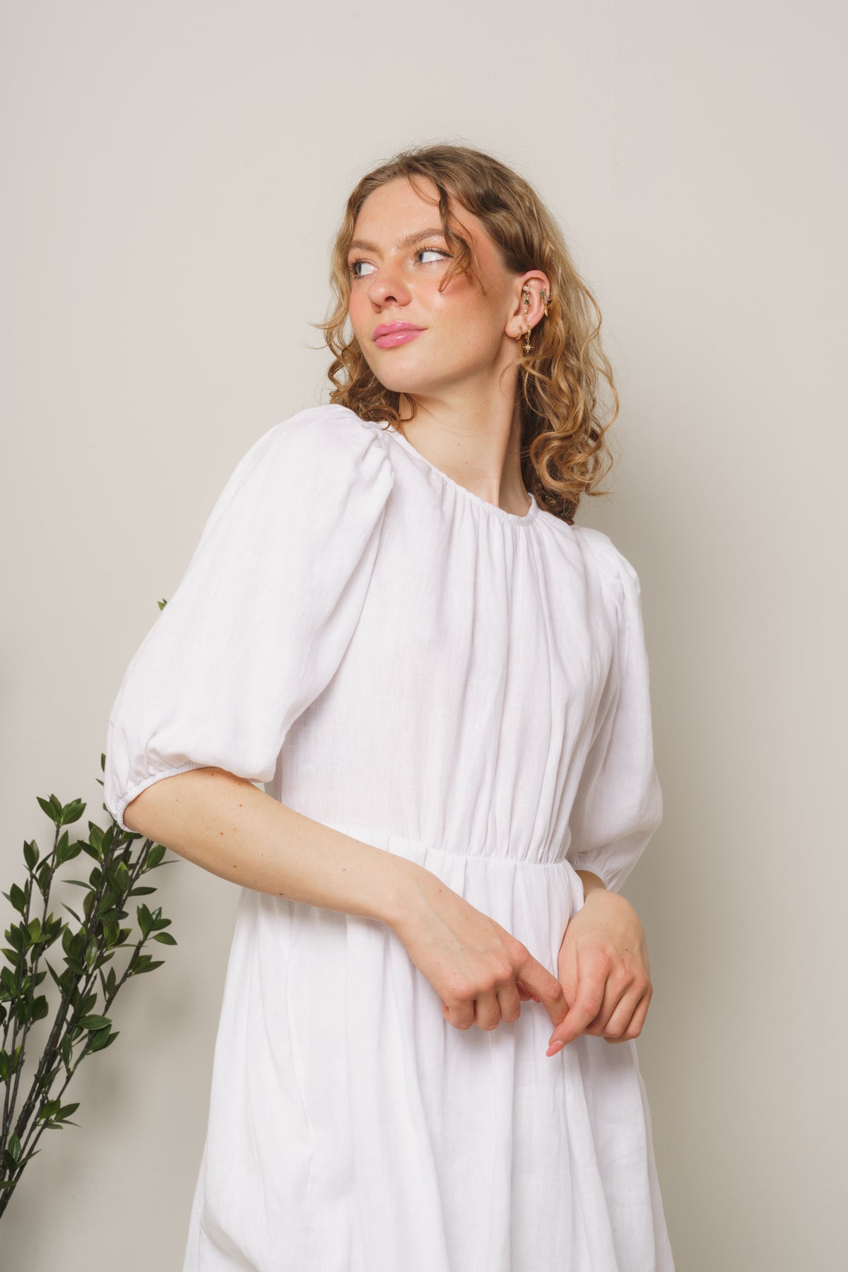 Eli Linen Dress - White