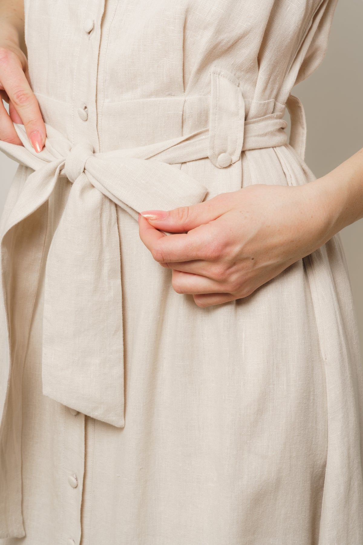 Stella Linen Dress - Beige