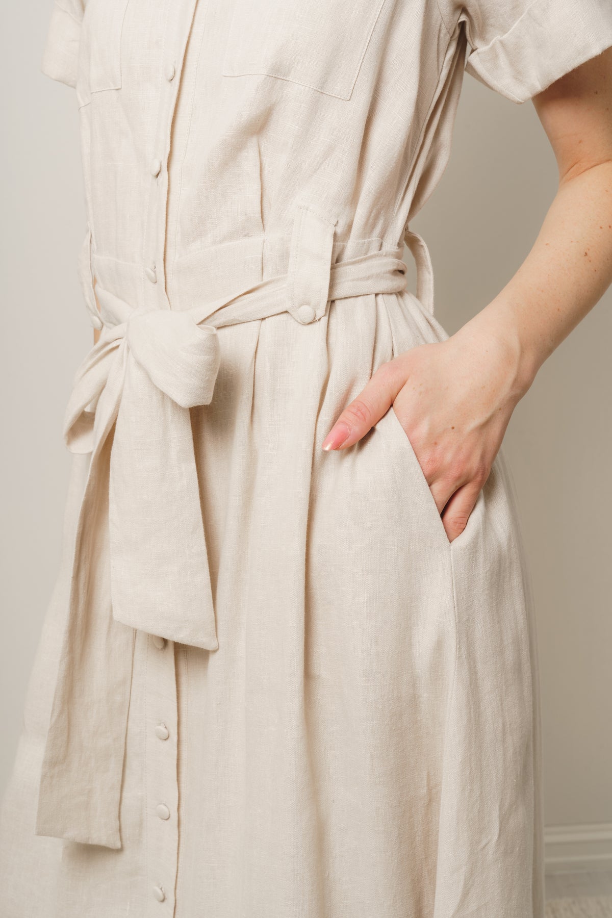 Stella Linen Dress - Beige