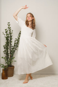 Juana-Ulrikke 2/4 Smock Ankle Dress B - Snow White