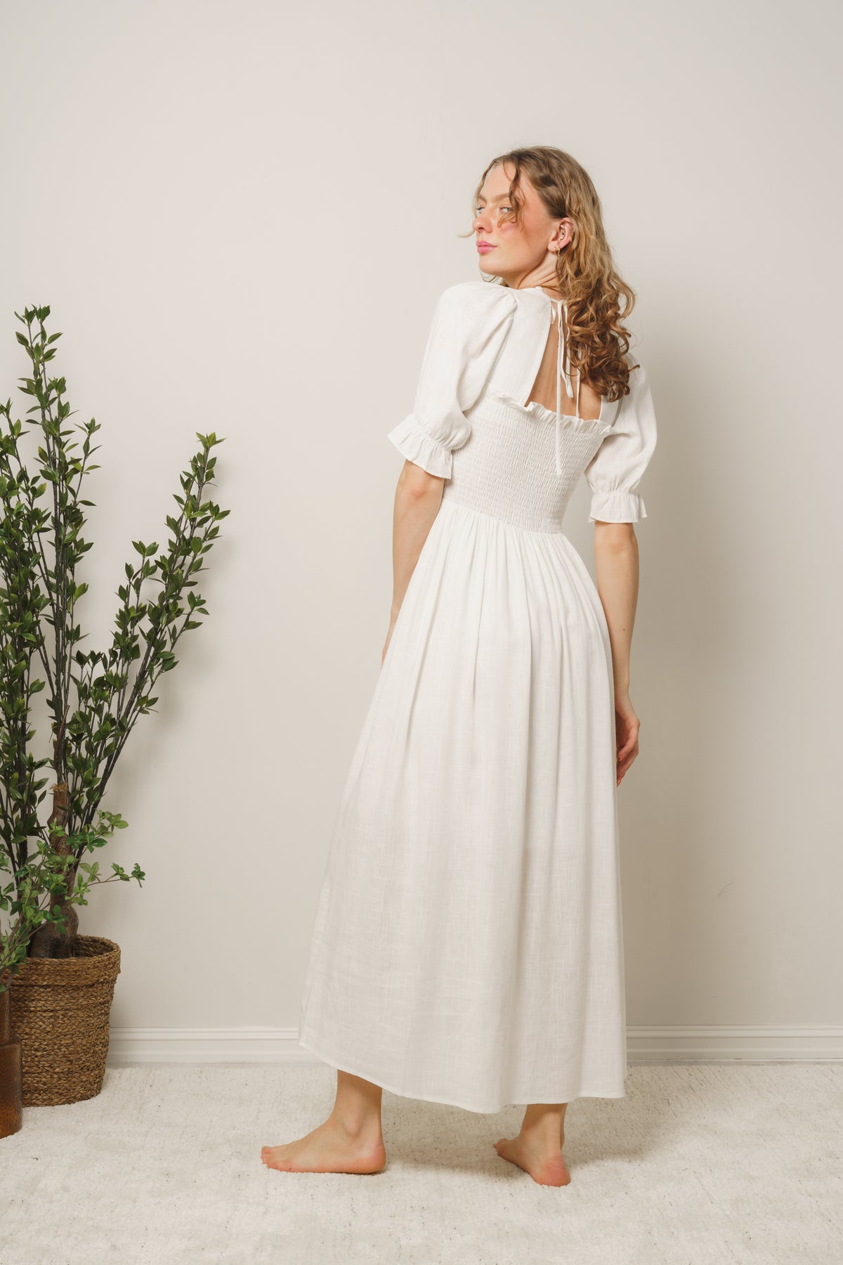 Juana-Ulrikke 2/4 Smock Ankle Dress B - Snow White