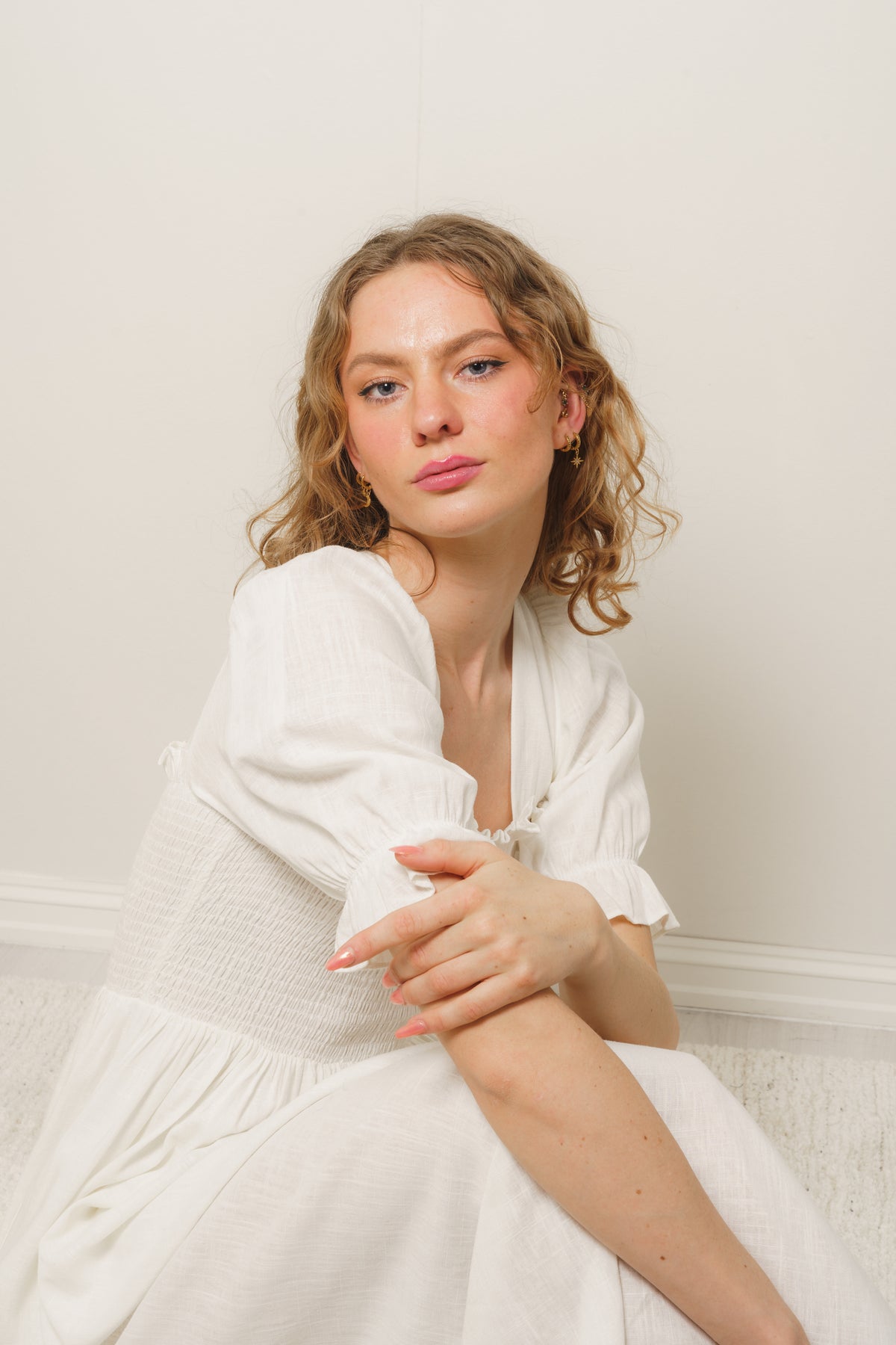 Juana-Ulrikke 2/4 Smock Ankle Dress B - Snow White