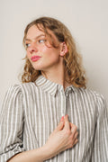 Linen Stripe Dress - Army/White