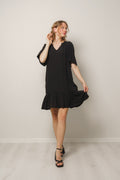 Sunrise Flow Crop Dress - Black