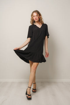 Sunrise Flow Crop Dress - Black