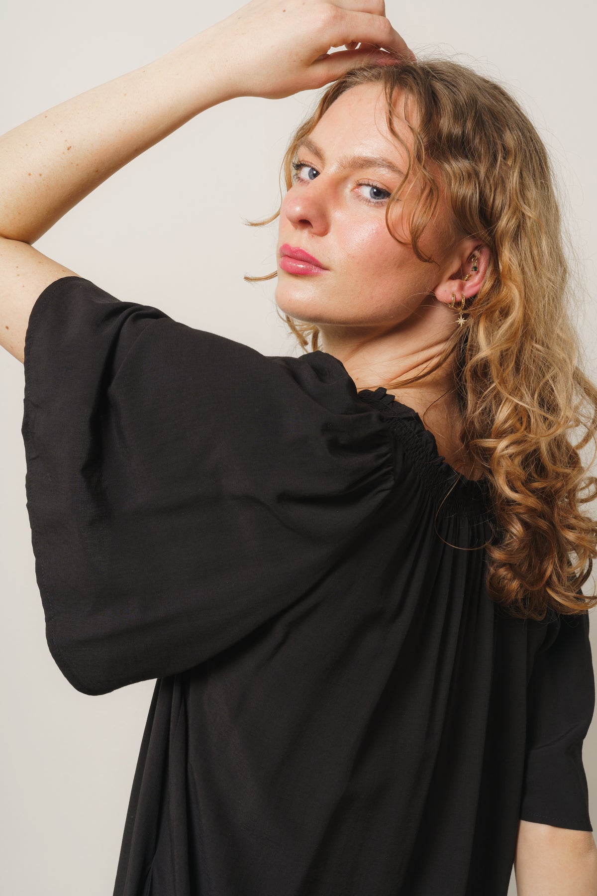Sunrise Flow Crop Dress - Black