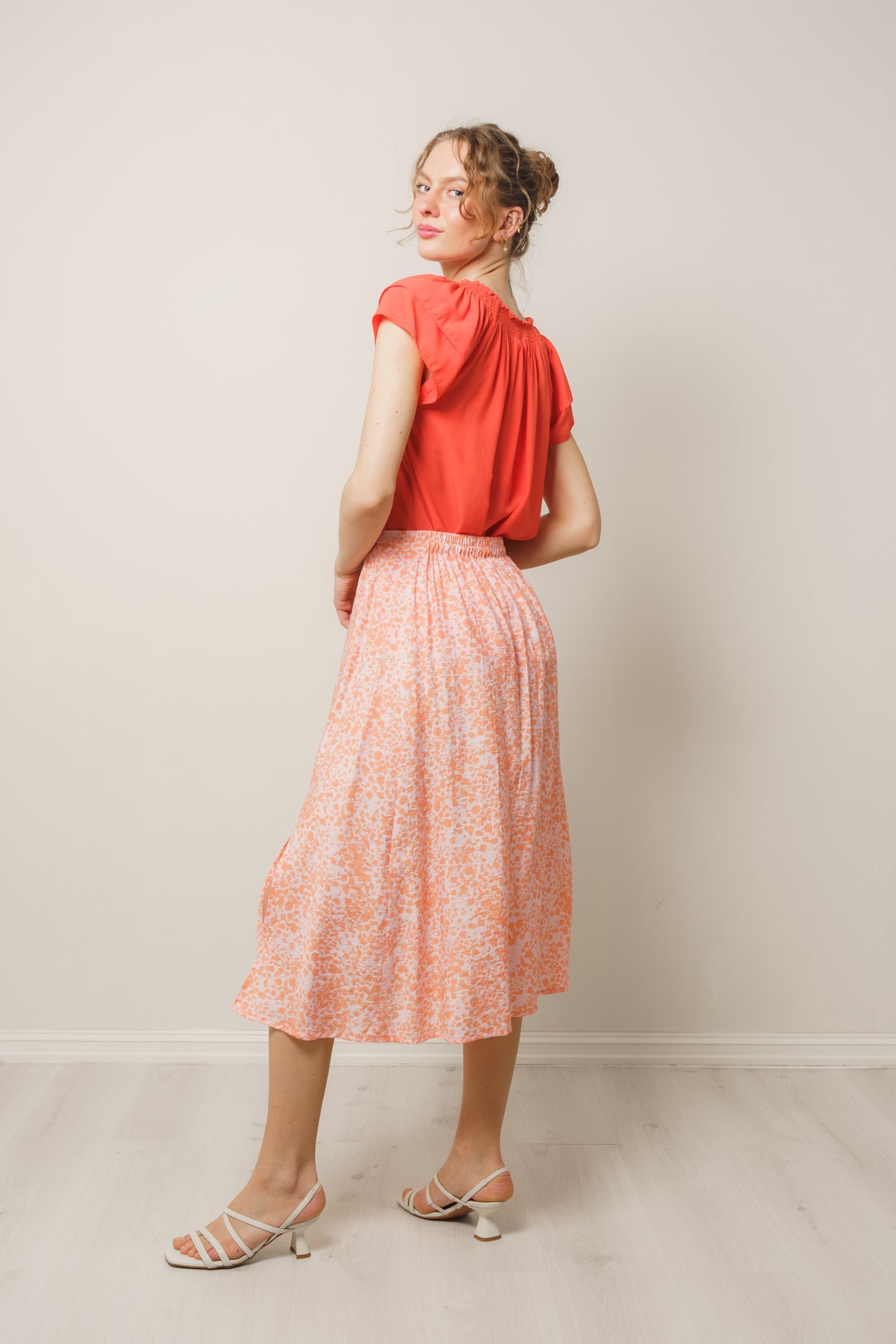 Lavinia Ladonna Skirt Aop - Salmon Dot