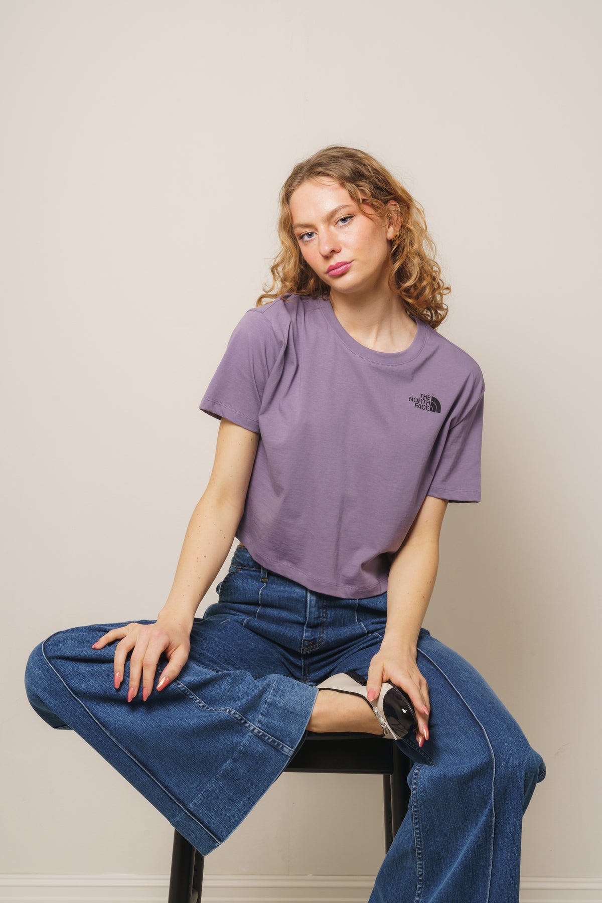 W Cropped Simple Dome Tee - Lunar Slate